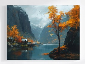 Vászonkép Canvas Skandinávia Norvégia Fjord Hegyek Ősz Kilátás 80x60