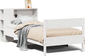 vidaXL fehér tömör fenyőfa könyvespolcos ágy matrac nélkül 75 x 190 cm