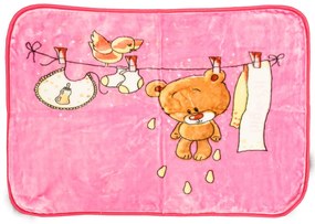 Rózsaszín gyerek pléd VIZES MACKÓ, 80x110 cm