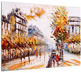 Kép - Utca Párizsban (üvegen) (70x50 cm)