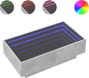 vidaXL betonszürke szerelt fa dohányzóasztal LED-del 90 x 50 x 30 cm