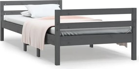 vidaXL szürke tömör fenyőfa ágykeret 75 x 190 cm