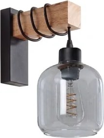 BRILAGI - Fali lámpa WOOD GLASS 1xE27/60W/230V fenyő/fekete/füstszürke