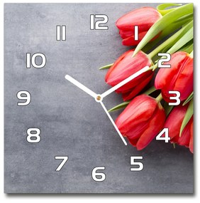 Négyzet alakú üvegóra Piros tulipánok pl_zsk_30x30_f_99719823