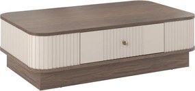 Vesper dohányzóasztal 103x60 cm fiókkal lábazaton - kasmír / dió / arany fogantyú