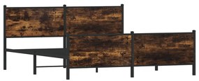 füstös tölgy színű fém ágykeret matrac nélkül 180 x 200 cm