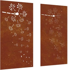 vidaXL 2 db virágmintás corten acél kerti faldísz 105 x 55 cm