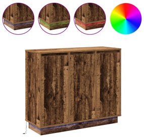 LED-es oldalszekrény Régi fa 90x32x75 cm Mérnök fa