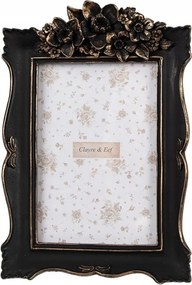 Fekete-arany képkeret Ernst virág motívummal méretre szabott fotókhoz