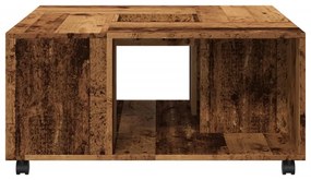 Antik fa színű szerelt fa dohányzóasztal 80 x 80 x 40 cm