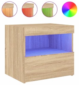 2 db sonoma tölgy színű éjjeliszekrény LED-ekkel 50x40x45 cm