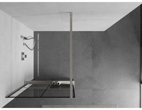 Mexen Kioto+, Walk-In zuhany paraván polccal és akasztóval 80 x 200 cm, 8 mm átlátszó üveg fekete mintás, csiszolt acél profil, 800-080-121-97-77