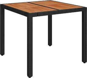 vidaXL fekete polyrattan falapos kerti asztal 90 x 90 x 75 cm