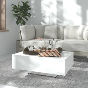 Magasfényű fehér szerelt fa dohányzóasztal 85 x 55 x 31 cm