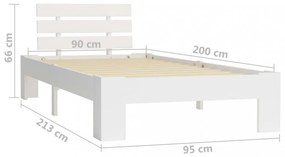 fehér tömör fenyőfa ágykeret 90 x 200 cm