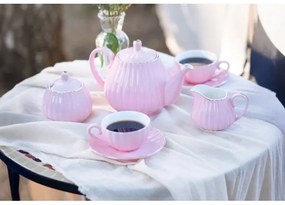 15 darabos porcelán kávészett, rózsaszín