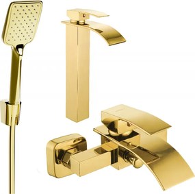 Mexen Aries R62 fürdőkád csaptelep szett, arany - 744813R62-50