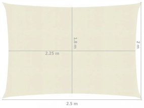 krémszínű HDPE napvitorla 160 g/m² 2 x 2,5 m