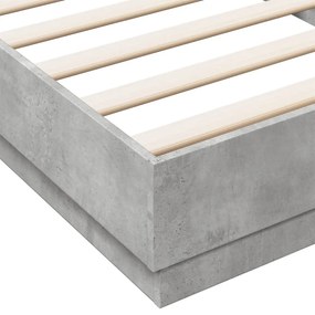 betonszürke ágykeret LED-világítással 100x200 cm