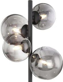Globo 56133-4T Asztali lámpa fém fekete váz, füstszínű búrával. Búra méretek: 2x12cm, 2x10cm, tartozék: 10676 LED LM, HxSZxM:240x190x480, tartozék: 4xG9 LED 3,5W 230V, 80lm, 3000K