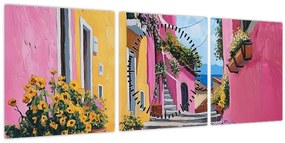 Kép - Rózsaszín sikátor (órával) (90x30 cm)
