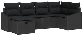6 darabos Kertibútor szett párnákkal Fekete Poly Rattan