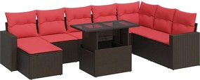 vidaXL 9 részes barna polyrattan akácfa kerti ülőgarnitúra párnákkal