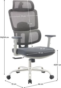 Irodai szék, szürke/króm, teherbírás 150 kg, BYRON