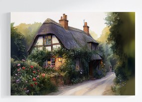 Vászonkép Canvas Tájkép Kilátás Anglia Falu Ház Kert Nád 120x80