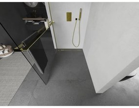 Mexen Kioto +, zuhany paraván polccal és törölközőtartóval 80 x 200 cm, 8mm átlátszó üveg, arany profil, 800-080-121-50-00
