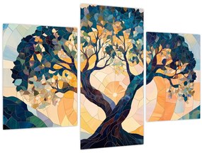 Kép – Mozaik – nap és fa II. (90x60 cm)