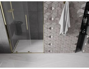 Mexen Velar, nyitható tolóajtó 120x200 cm, 8mm átlátszó üveg, arany fényes, 871-120-000-01-50