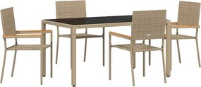 vidaXL Kert étkező szett 5 pcs Bézs polirattan