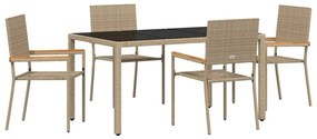 vidaXL Kert étkező szett 5 pcs Bézs polirattan