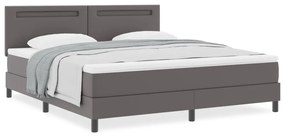 Boxspring ágy szürke színben, szuper king méret, műbőr