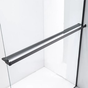 Stuxi Milano Easy Black Kombi Plus 1 Walk-in zuhanyfal, 70x70 cm, 8 mm vastag vízlepergető biztonsági üveggel, helytakarékos stabilizátorral, polccal