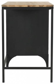 szekrényes íróasztal tömör fenyőfából és acélból 100x50x76 cm