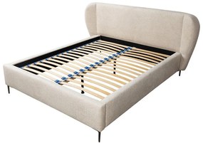 Bézs kárpitozott franciaágy ágyráccsal 180x200 cm Makana – Makamii