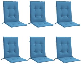 6 db melange kék szövet alacsony háttámlás székpárna 100x50x4cm