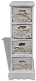 vidaXL fehér fa tárolóállvány 4 szőtt kosárral