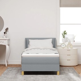 Boxspring Ágy Matraccal, Világosszürke, 90 x 200 cm