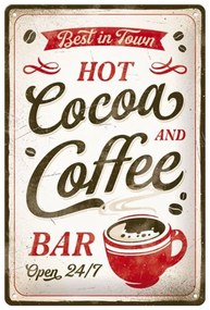 Fém tábla Hot Cocoa and Coffee, (20 x 30 cm)