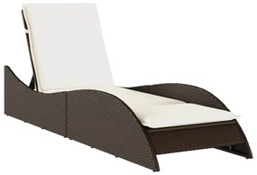 barna polyrattan napozóágy párnával 60x205x73 cm