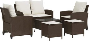vidaXL 6 részes barna polyrattan kerti ülőgarnitúra párnával