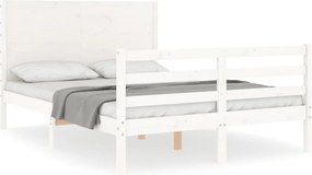 vidaXL fehér tömör fa ágykeret fejtámlával 140 x 190 cm