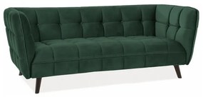 Castello Velvet kanapé, háromüléses, zöld / fekete