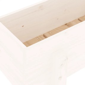 fehér tömör fenyőfa kerti magaságyás 101 x 30 x 38 cm