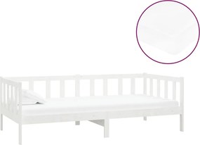 vidaXL fehér tömör fenyőfa dívány matraccal 90 x 200 cm
