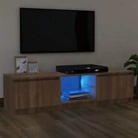 Barna tölgyszínű TV-szekrény LED-lámpákkal 120x30x35,5 cm