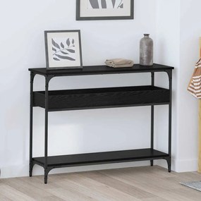 Konzolasztal polcokkal Musta tammi 100 x 29 x 75 cm Faanyag